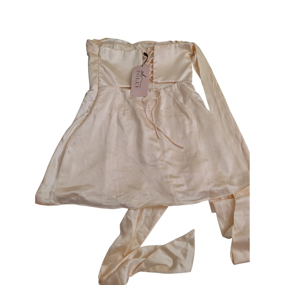 Oh Polly Anastasia Ivory Draped Halterneck Satin Mini Dress US 8 NEW Bride - Picture 6 of 8